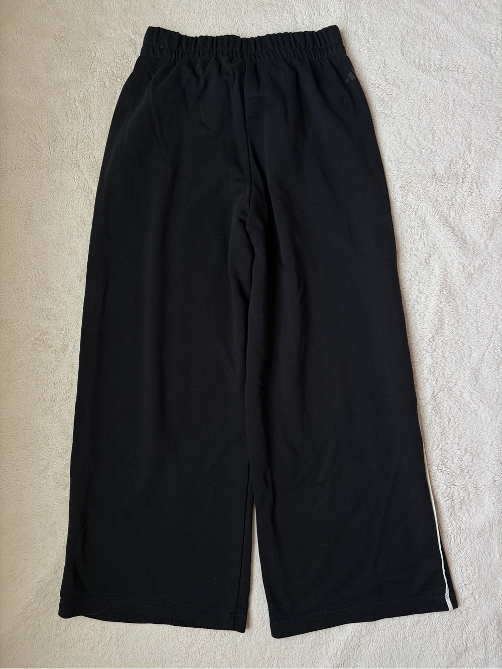 adidas Black Wide-Leg Track Pants with White Side Stripes Women Size Medium - Picture 2 of 11